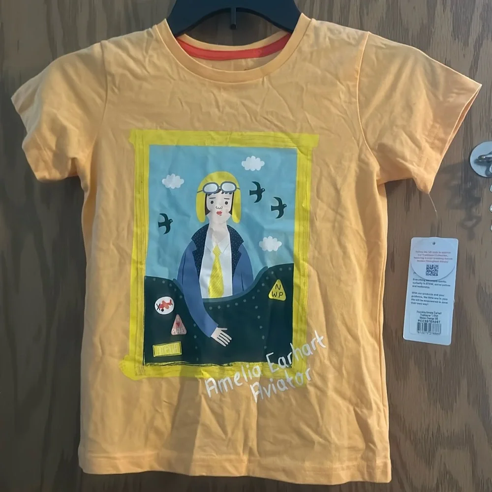 PICCOLINA AMELIA EARHART TEE: ORANGE: NEW WITH TAGS: SIZE 5/6